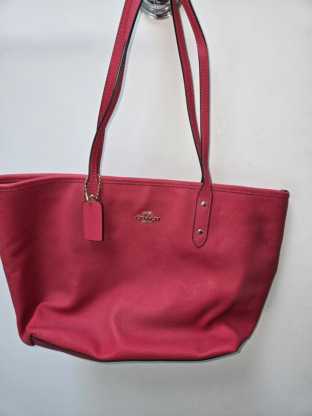 Coach Hot Pink City Zip Tote with Gold Logo